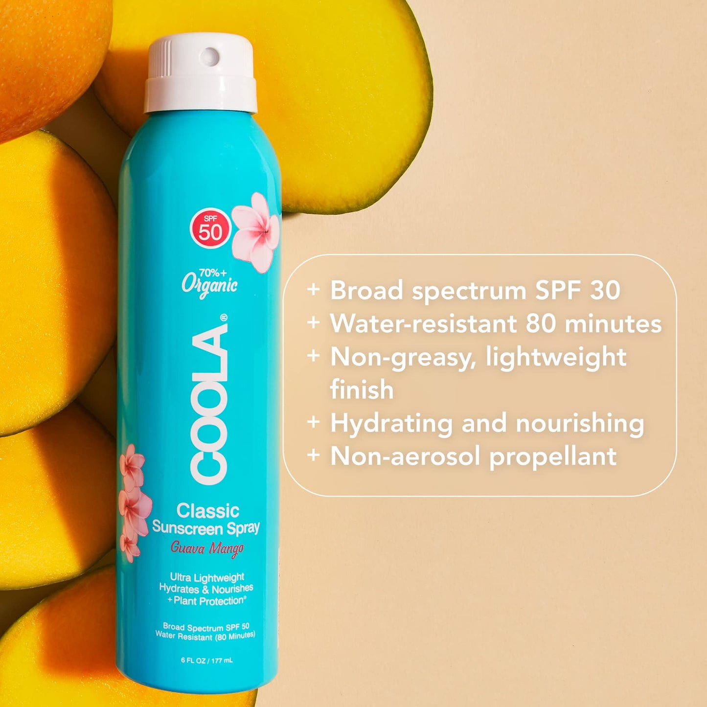 COOLA Classic Body Spray Guava Mango SPF 50, 177 ml